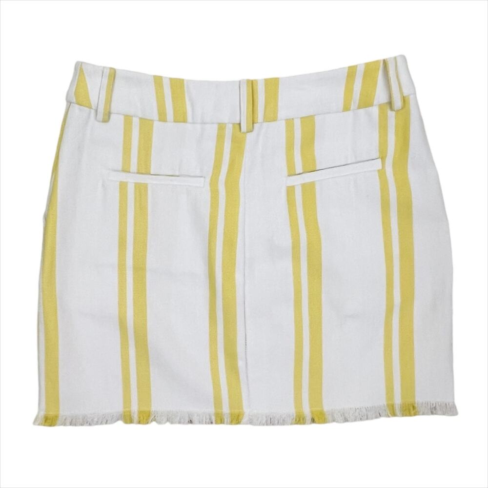 Marie Oliver Keri Denim Mini Skirt White and Yellow Stripes Size 8 - Picture 3 of 5